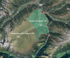 Karte: ursprüngliche Ausdehnung der Kuratie Vinaders samt Obernbergtal